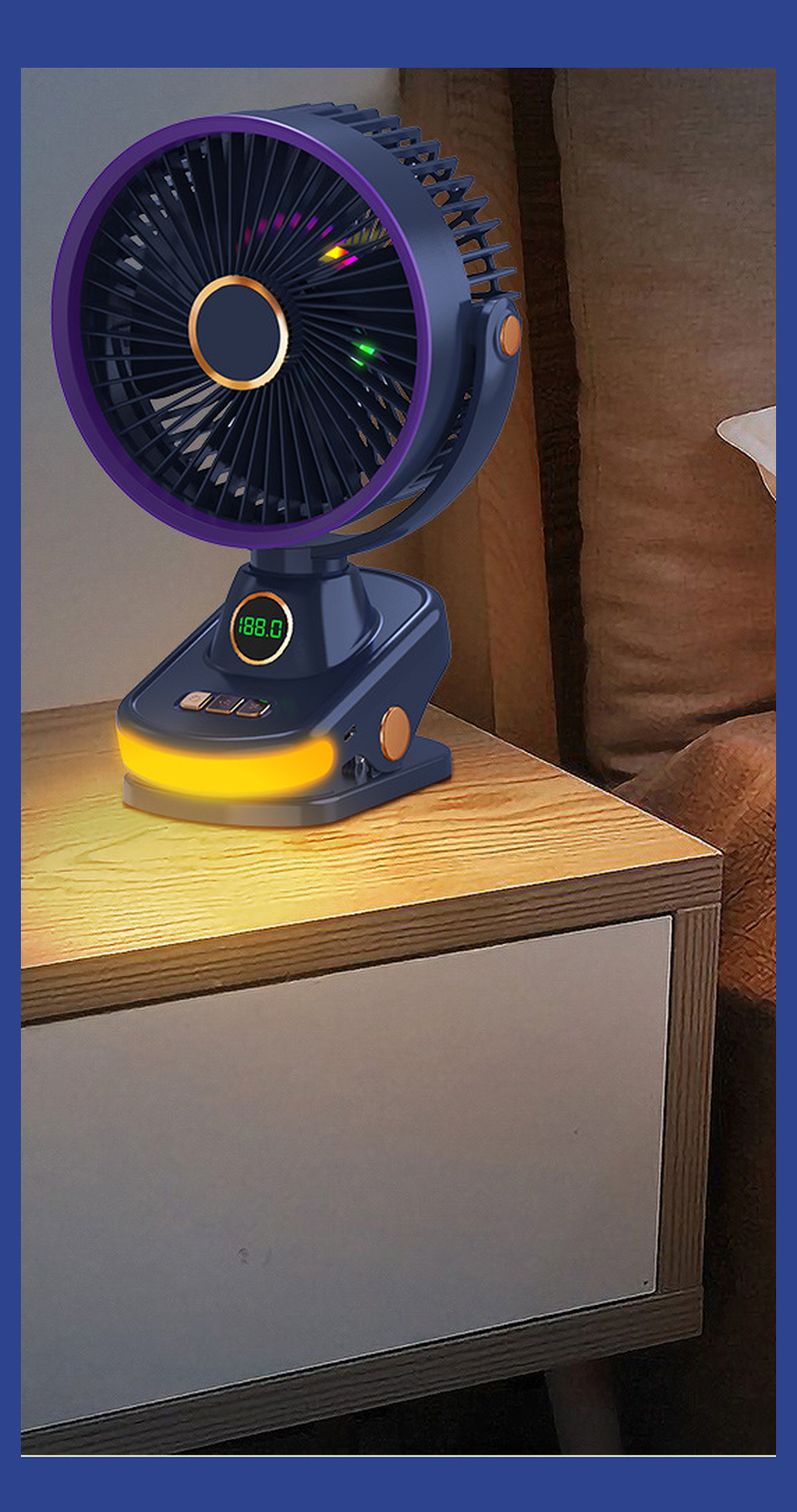 5-Speed USB Rechargeable Desk Fan with Digital Display — detail 2