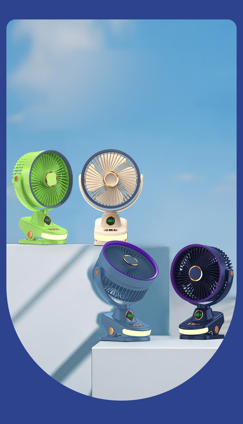 5-Speed USB Rechargeable Desk Fan with Digital Display — detail 3