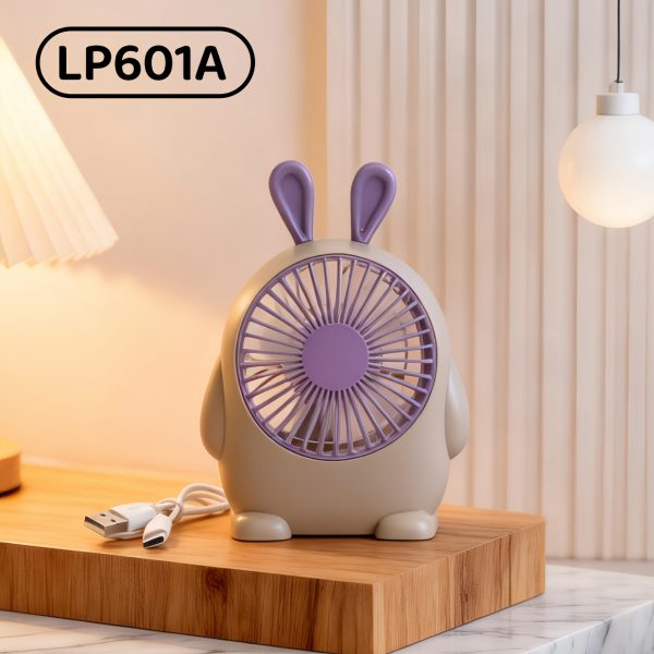 Khaki purple rabbit rechargeable desktop fan