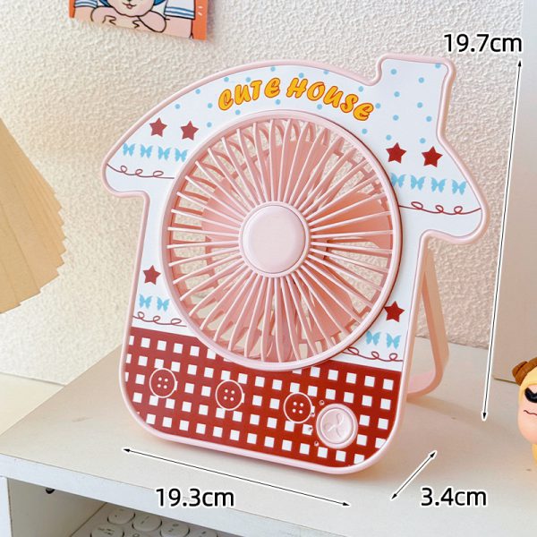 Checkered House rechargeable house-shaped mini desk fan with stand