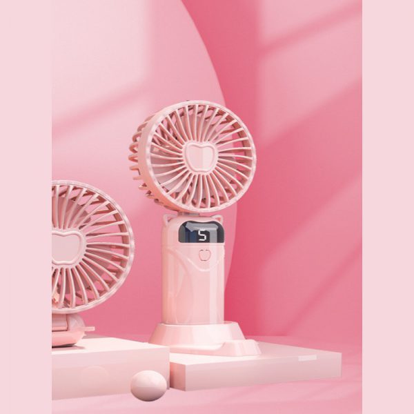 Foldable USB Rechargeable Handheld Fan with Digital Display