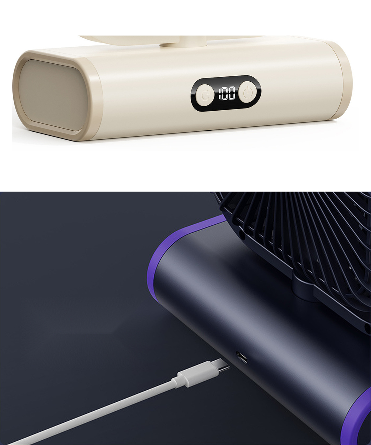 Z06 Rechargeable Oscillating Desktop Fan with LED Light — detail 3
