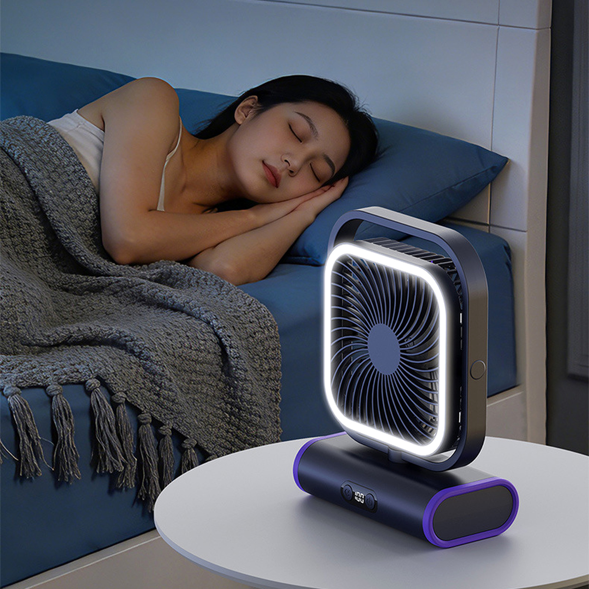 Z06 Rechargeable Oscillating Desktop Fan with LED Light — detail 1