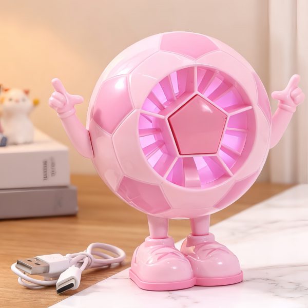 Pink football model a rechargeable desktop fan