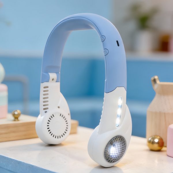 Blue and White (LP910) color-block neck fan with lights