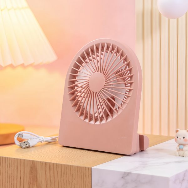 Light Coffee rechargeable mini desk fan with stand