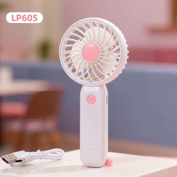 White (Ring Handle) USB rechargeable mini handheld fan