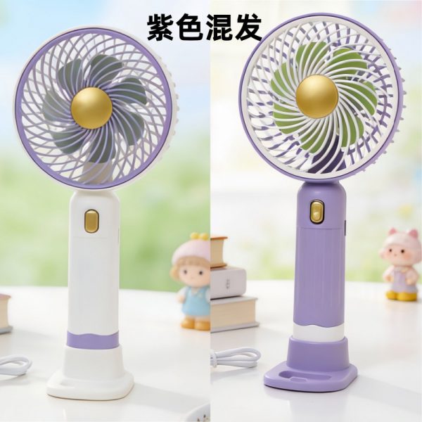 Purple Simple mini handheld fan showing assorted color-block combinations, one fan per order
