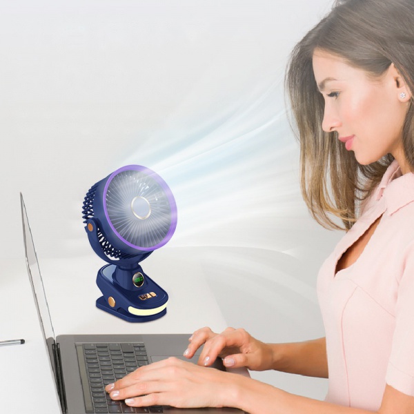 5-Speed USB Rechargeable Desk Fan with Digital Display