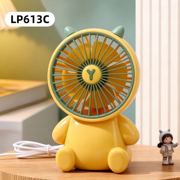 Yellow - Cat animal-ear USB rechargeable three-speed mini fan