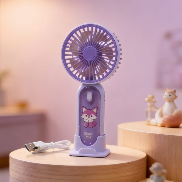 Purple (Fox) USB rechargeable cartoon handheld fan