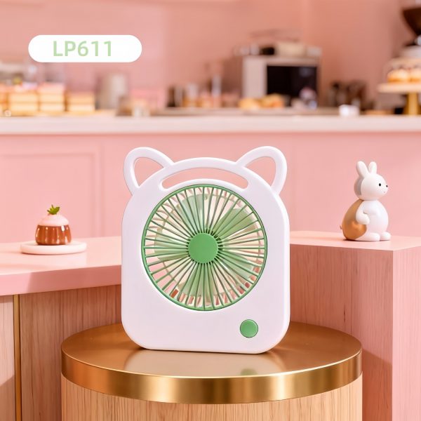 White (Cat Ears) USB rechargeable mini desk fan