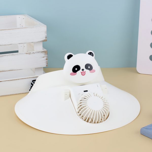 White rechargeable sun hat fan with built-in USB fan