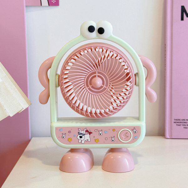 Green & Pink (Big Eyes) USB rechargeable mini desk fan