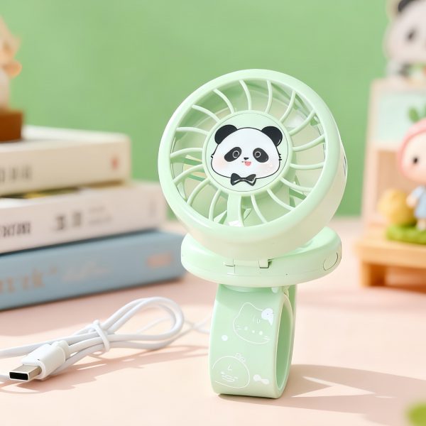 Green USB rechargeable cartoon wrist fan