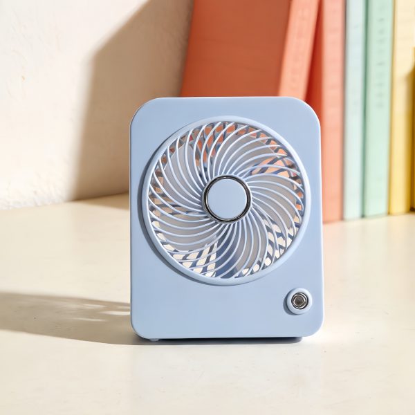 Blue (Square) USB rechargeable mini desk fan