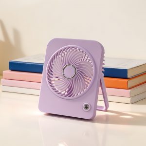 Purple rechargeable square desktop fan