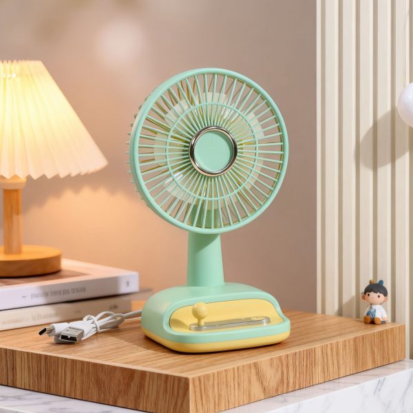 Green USB rechargeable mini desk fan