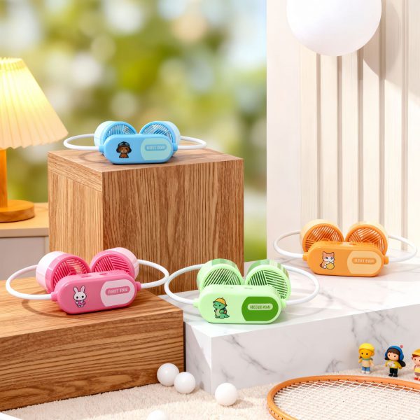 Blue, pink, green and orange Style B cartoon neck fans