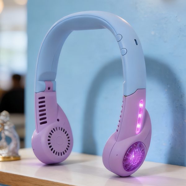 Blue and Purple (LP910) color-block neck fan with lights