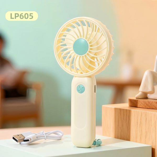 Light Yellow (Ring Handle) USB rechargeable mini handheld fan