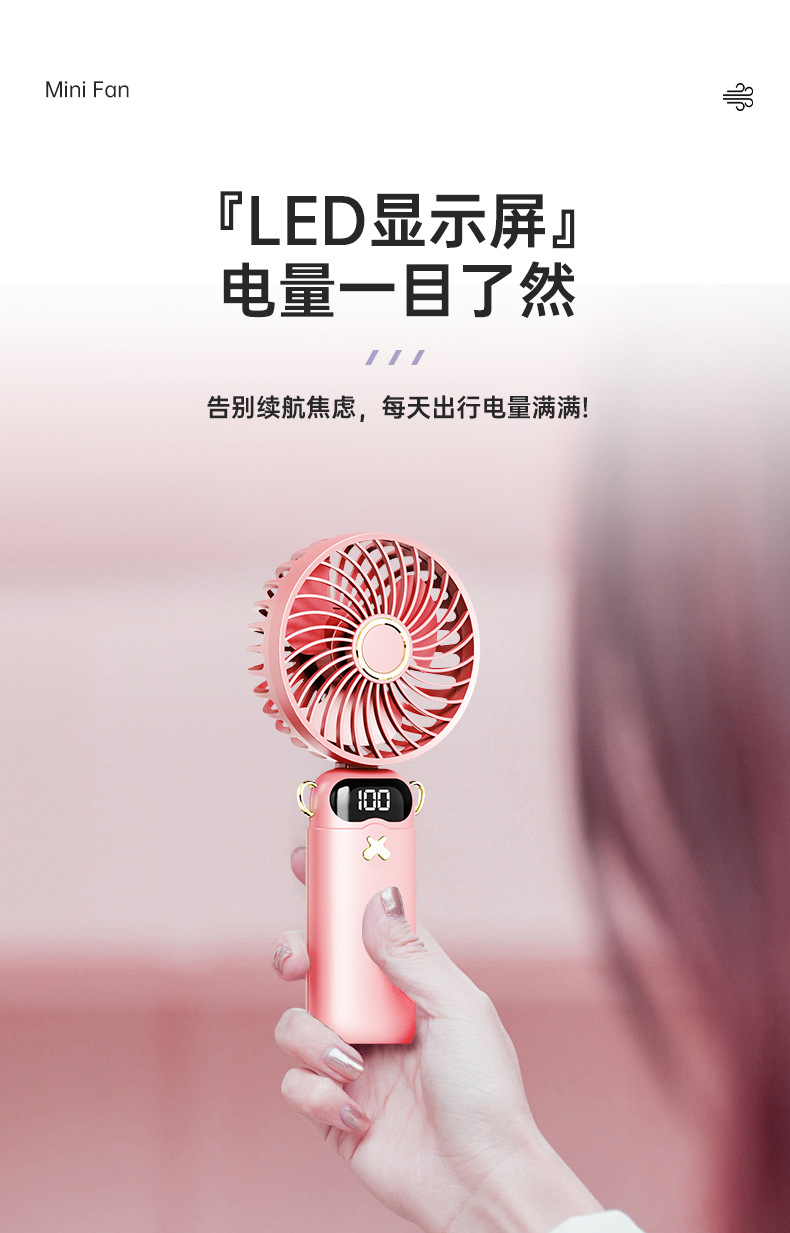 DS68 Foldable Handheld Fan with Digital Display & Aromatherapy — detail 7