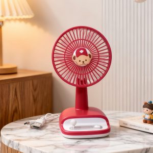 Red bear hat USB rechargeable mini desk fan