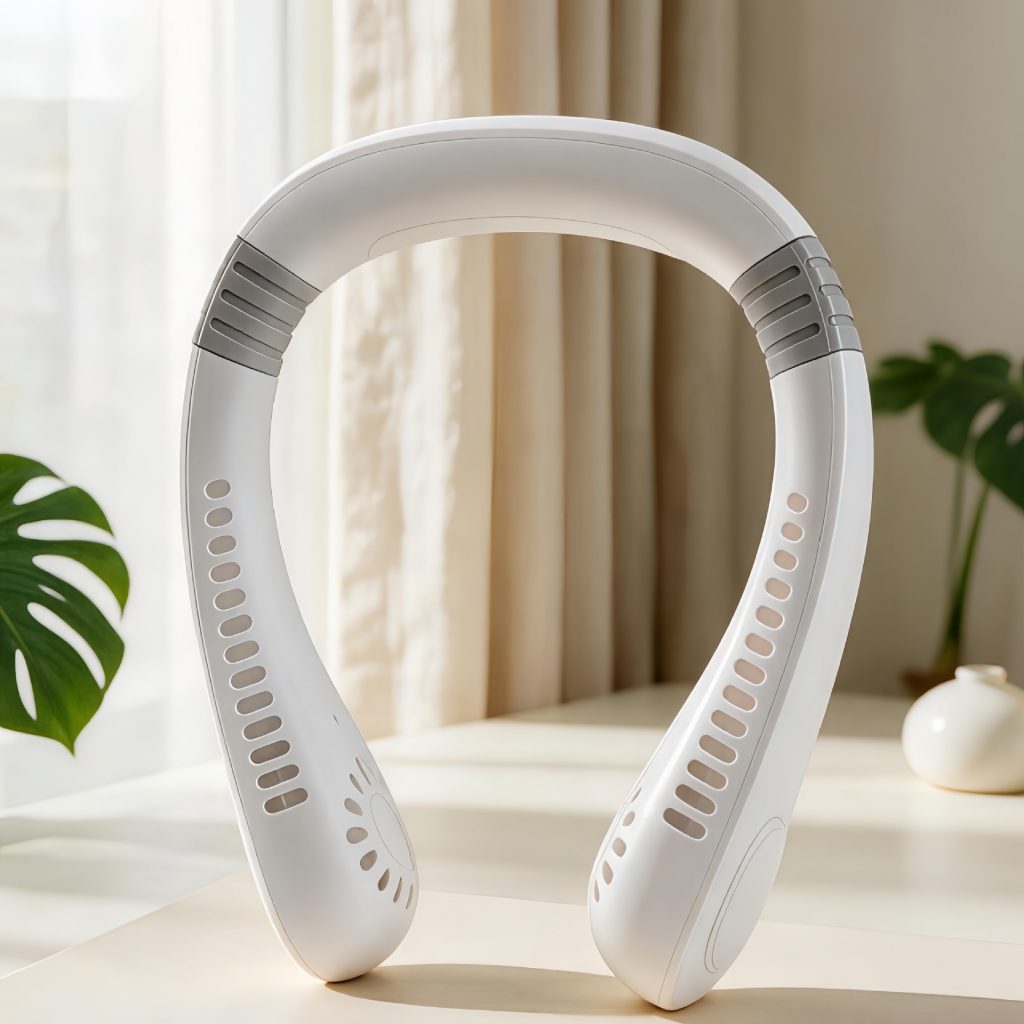 White digital display neck fan