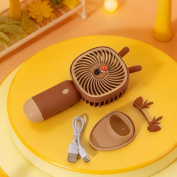 Dark Coffee Antler USB rechargeable mini fan