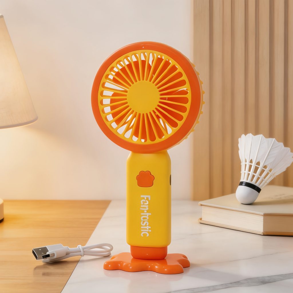 Rechargeable Mini Handheld Fan with 3 Speeds and Desktop Base