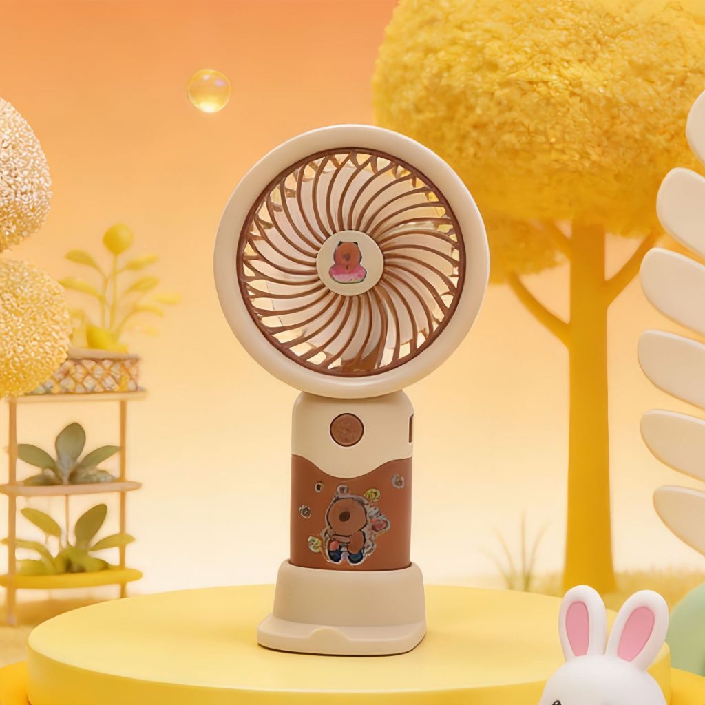 Capybara Sticker Rechargeable Mini Handheld Fan with 3 Speeds