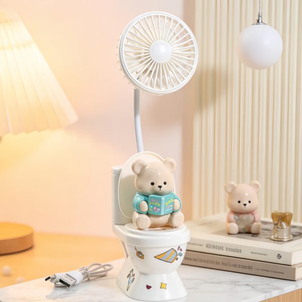 Blue bear desktop fan