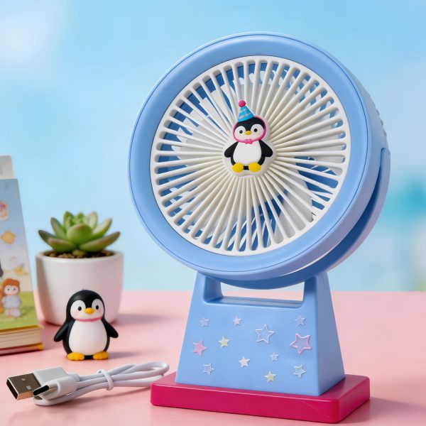 Blue penguin desktop fan rechargeable desktop fan