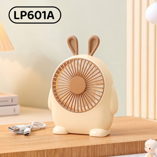 Beige (Rabbit) USB rechargeable mini desk fan