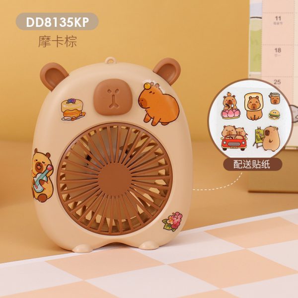 Light Coffee Mini Character USB rechargeable mini fan