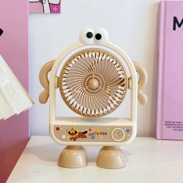 Apricot & Coffee (Big Eyes) USB rechargeable mini desk fan