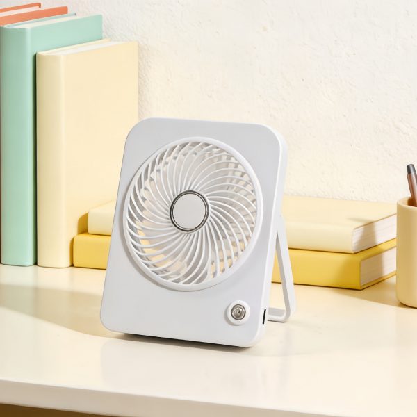 White (Square) USB rechargeable mini desk fan