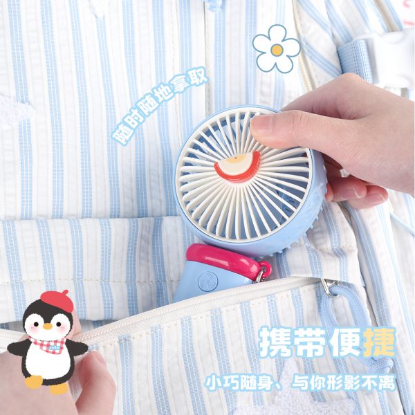 USB Rechargeable Cartoon Handheld Mini Fan with 3 Speeds