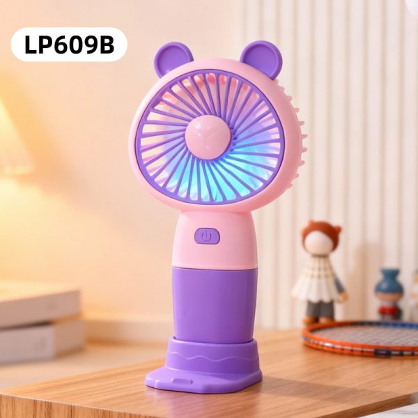 Purple LP609B Bear USB rechargeable mini fan