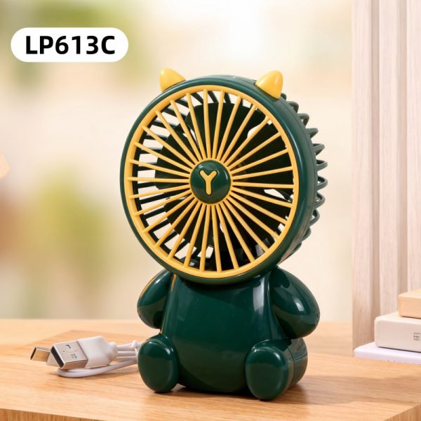 Green - Cat animal-ear USB rechargeable three-speed mini fan