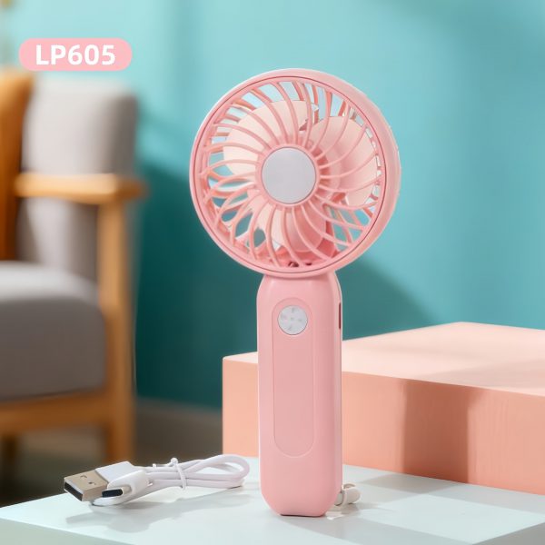 Pink (Ring Handle) USB rechargeable mini handheld fan