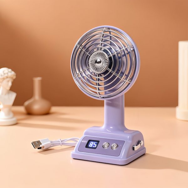 Purple Digital USB rechargeable mini desk fan