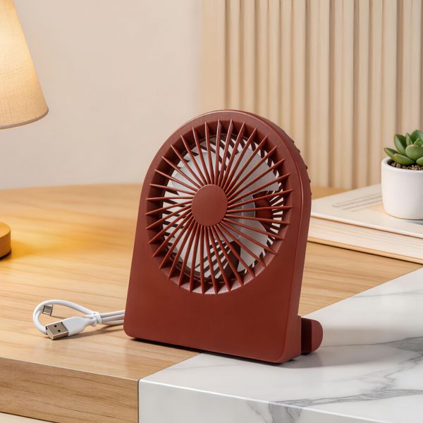 Dark Coffee rechargeable mini desk fan with stand