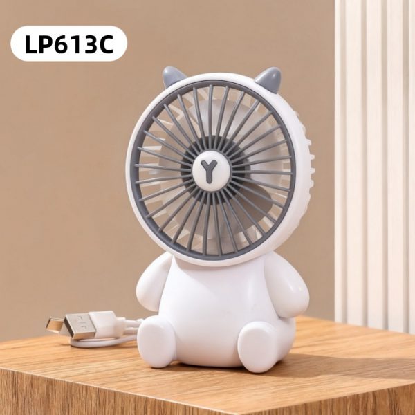 White - Cat animal-ear USB rechargeable three-speed mini fan