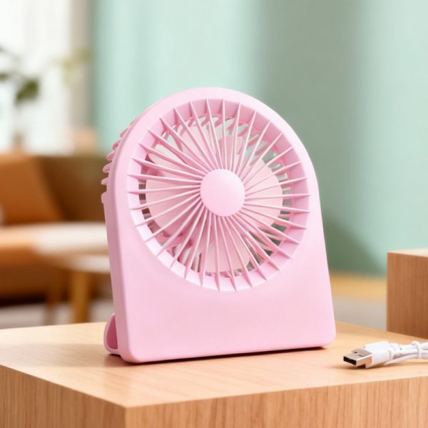 Rechargeable Mini Desk Fan with 3 Speeds and Phone Stand
