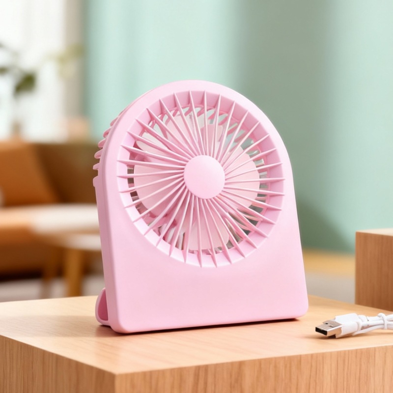 Rechargeable Mini Desk Fan with 3 Speeds and Phone Stand