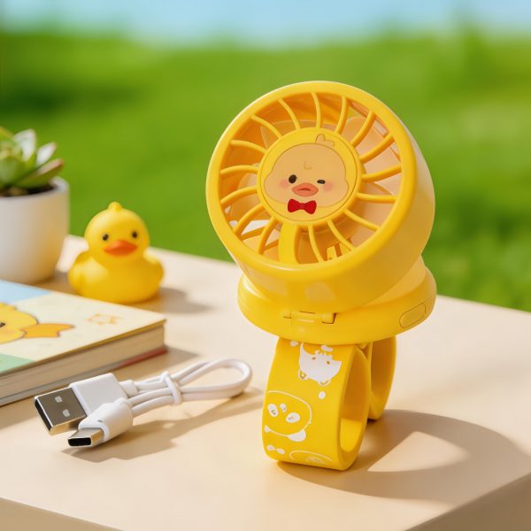 Yellow USB rechargeable cartoon wrist fan