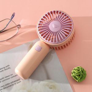 Pink USB rechargeable mini handheld fan