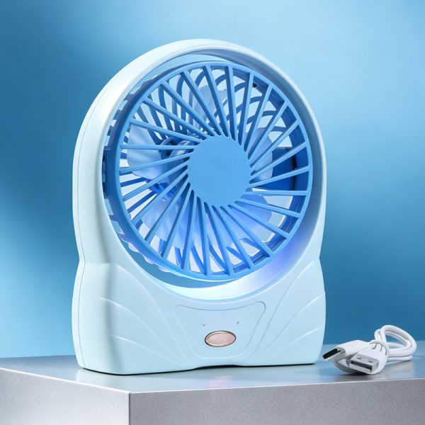 Blue Light-Up USB rechargeable mini desk fan