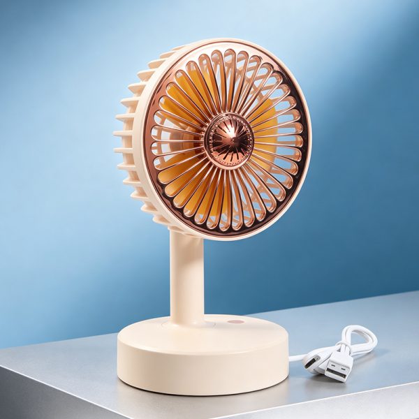 Beige Classic USB rechargeable mini desk fan